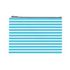 Horizontal Stripes Blue Cosmetic Bag (large) 