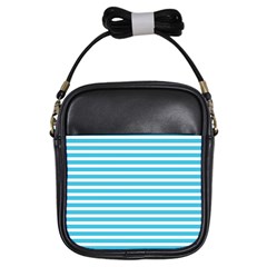 Horizontal Stripes Blue Girls Sling Bags by Mariart