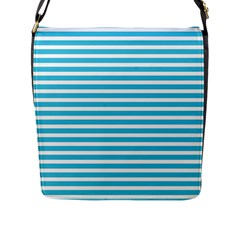 Horizontal Stripes Blue Flap Messenger Bag (l) 