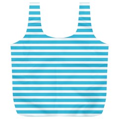 Horizontal Stripes Blue Full Print Recycle Bags (l)  by Mariart