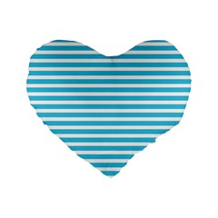 Horizontal Stripes Blue Standard 16  Premium Flano Heart Shape Cushions