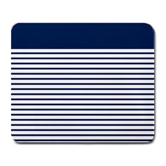 Horizontal Stripes Blue White Line Large Mousepads by Mariart