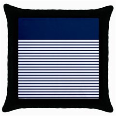 Horizontal Stripes Blue White Line Throw Pillow Case (black) by Mariart