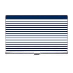 Horizontal Stripes Blue White Line Business Card Holders by Mariart
