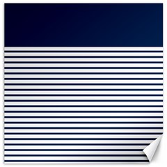 Horizontal Stripes Blue White Line Canvas 16  X 16   by Mariart