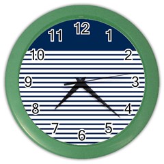 Horizontal Stripes Blue White Line Color Wall Clocks by Mariart