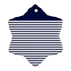 Horizontal Stripes Blue White Line Snowflake Ornament (two Sides) by Mariart