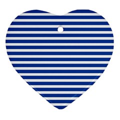 Horizontal Stripes Dark Blue Ornament (heart)