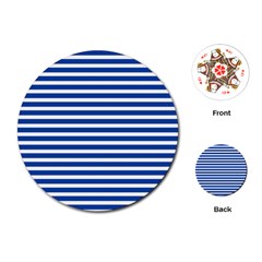Horizontal Stripes Dark Blue Playing Cards (round)  by Mariart