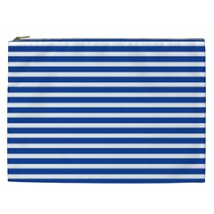 Horizontal Stripes Dark Blue Cosmetic Bag (xxl)  by Mariart