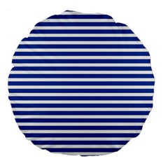 Horizontal Stripes Dark Blue Large 18  Premium Flano Round Cushions by Mariart