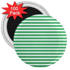 Horizontal Stripes Green 3  Magnets (100 pack)