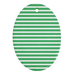 Horizontal Stripes Green Oval Ornament (Two Sides)