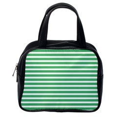 Horizontal Stripes Green Classic Handbags (one Side)