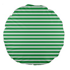 Horizontal Stripes Green Large 18  Premium Round Cushions