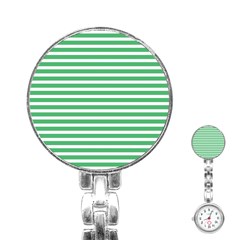 Horizontal Stripes Green Stainless Steel Nurses Watch