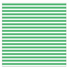 Horizontal Stripes Green Large Satin Scarf (Square)