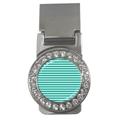 Horizontal Stripes Green Teal Money Clips (cz)  by Mariart