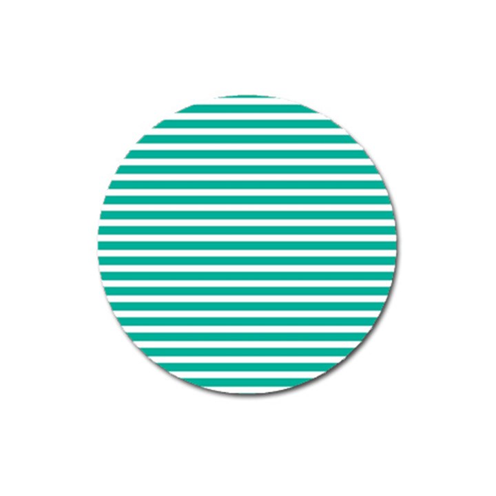 Horizontal Stripes Green Teal Magnet 3  (Round)