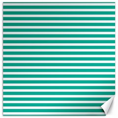 Horizontal Stripes Green Teal Canvas 12  X 12  