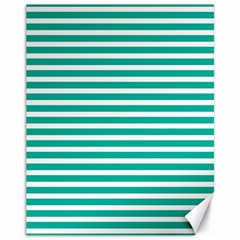 Horizontal Stripes Green Teal Canvas 11  X 14   by Mariart