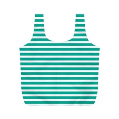 Horizontal Stripes Green Teal Full Print Recycle Bags (m)  by Mariart