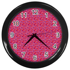 Red White And Blue Leopard Print  Wall Clocks (black)