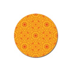 Solar Mandala  Orange Rangoli  Magnet 3  (round) by bunart