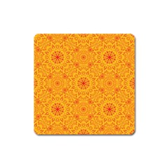 Solar mandala. Orange rangoli. Magnet (Square)