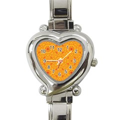 Solar mandala. Orange rangoli. Heart Italian Charm Watch