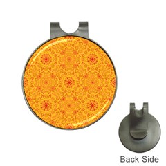 Solar mandala. Orange rangoli. Golf Ball Marker Hat Clip