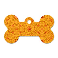 Solar Mandala  Orange Rangoli  Dog Tag Bone (one Side) by bunart