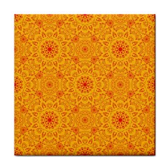 Solar Mandala  Orange Rangoli  Face Towel by bunart