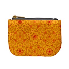 Solar Mandala  Orange Rangoli  Mini Coin Purse by bunart