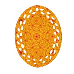 Solar mandala. Orange rangoli. Ornament (Oval Filigree)