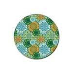 Forest Spirits. Green mandalas. Rubber Coaster (Round) Front