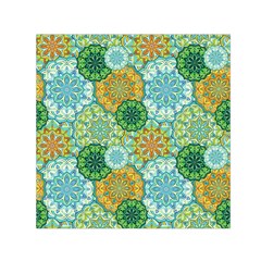 Forest Spirits  Green Mandalas  Small Satin Scarf (square)