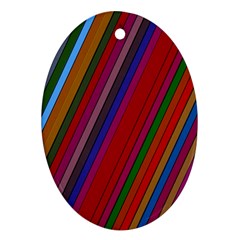 Color Stripes Pattern Oval Ornament (two Sides) by Simbadda
