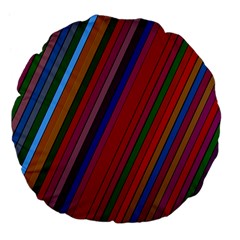 Color Stripes Pattern Large 18  Premium Flano Round Cushions by Simbadda