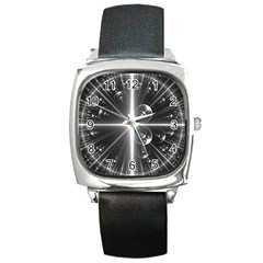 Black And White Bubbles On Black Square Metal Watch