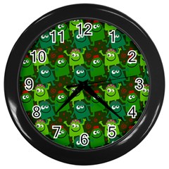 Seamless Little Cartoon Men Tiling Pattern Wall Clocks (black) by Simbadda