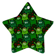 Seamless Little Cartoon Men Tiling Pattern Star Ornament (two Sides) by Simbadda