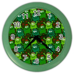 Seamless Little Cartoon Men Tiling Pattern Color Wall Clocks by Simbadda