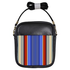 Colorful Stripes Background Girls Sling Bags by Simbadda