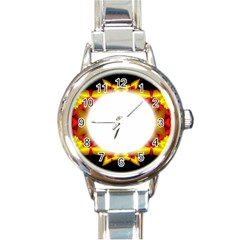 Circle Fractal Frame Round Italian Charm Watch by Simbadda