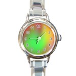 November Blurry Brilliant Colors Round Italian Charm Watch Front