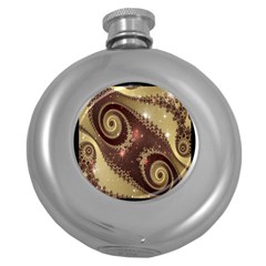 Space Fractal Abstraction Digital Computer Graphic Round Hip Flask (5 Oz)