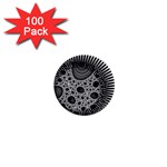 Fractal Background Black Manga Rays 1  Mini Buttons (100 pack)  Front