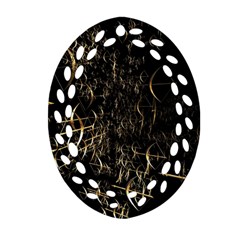 Golden Bows And Arrows On Black Oval Filigree Ornament (two Sides) by Simbadda