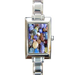 Rock Tumbler Used To Polish A Collection Of Small Colorful Pebbles Rectangle Italian Charm Watch by Simbadda